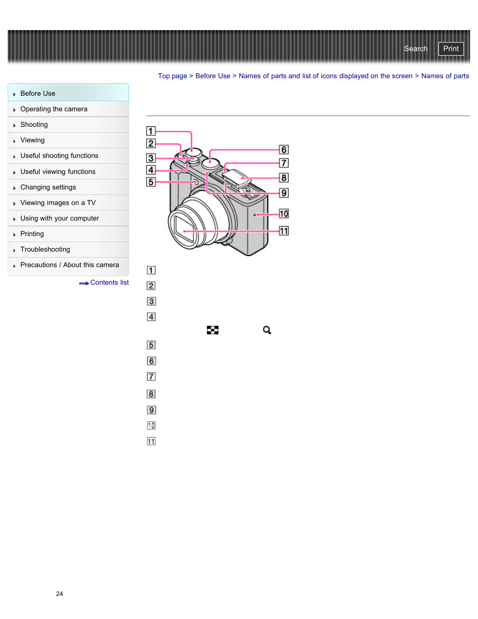 Names of parts, Cyber-shot user guide | Sony DSC-HX50V User Manual | Page 31 / 289