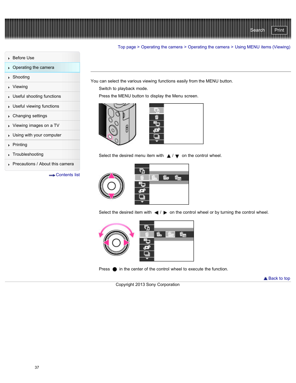 Using menu items (viewing), Cyber-shot user guide | Sony DSC-HX50V User Manual | Page 44 / 289