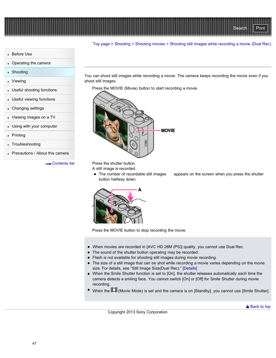 Cyber-shot user guide | Sony DSC-HX50V User Manual | Page 54 / 289