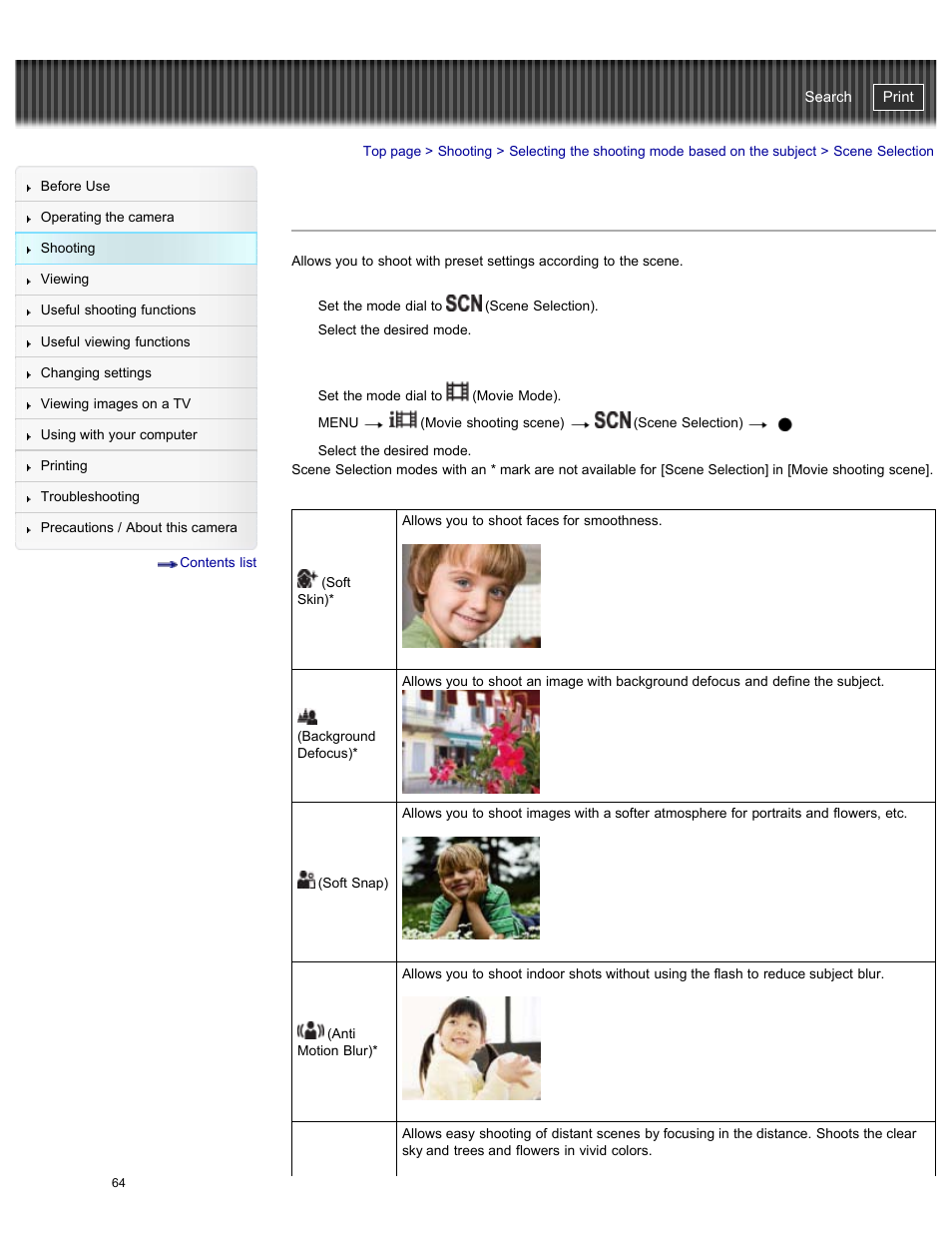 Scene selection, Cyber-shot user guide | Sony DSC-HX50V User Manual | Page 71 / 289