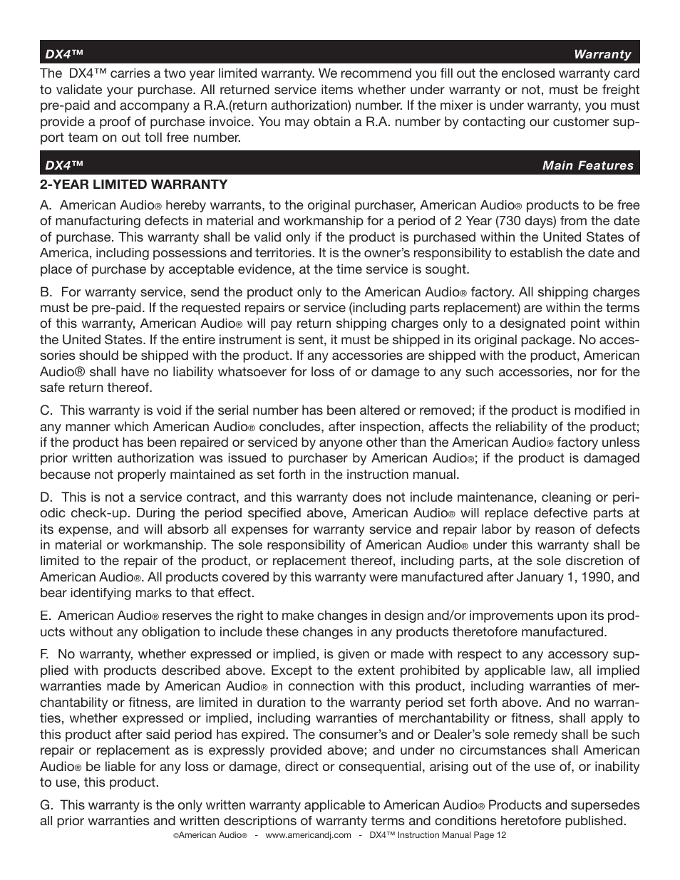 American Audio DX4 User Manual | Page 12 / 14