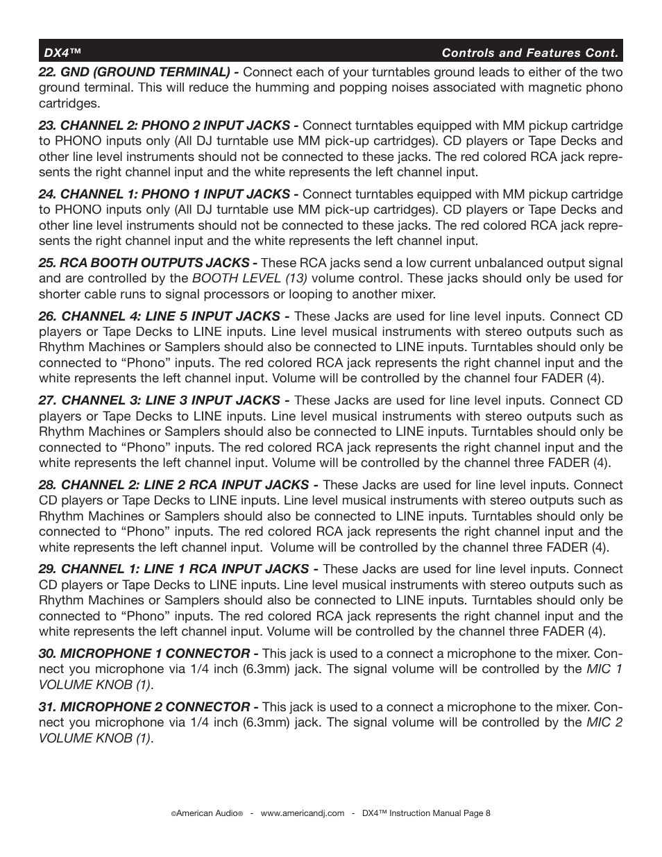 American Audio DX4 User Manual | Page 8 / 14