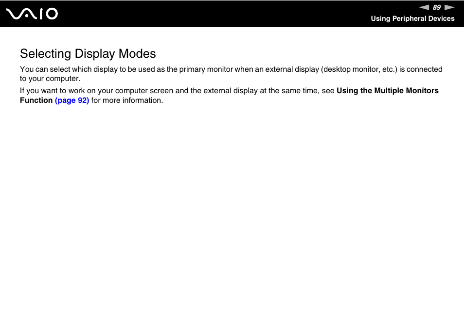 Selecting display modes | Sony VGN-SZ660N User Manual | Page 89 / 225
