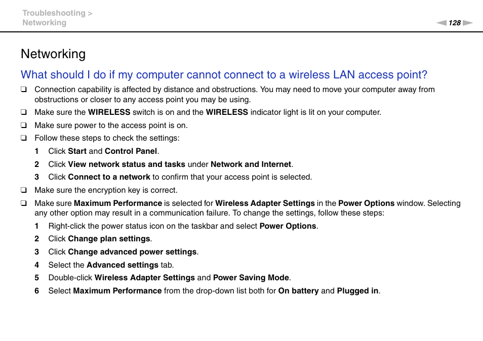 Networking | Sony VGN-NW226F User Manual | Page 128 / 152