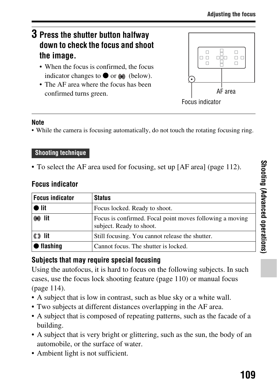 Sony SLT-A65VL User Manual | Page 109 / 214