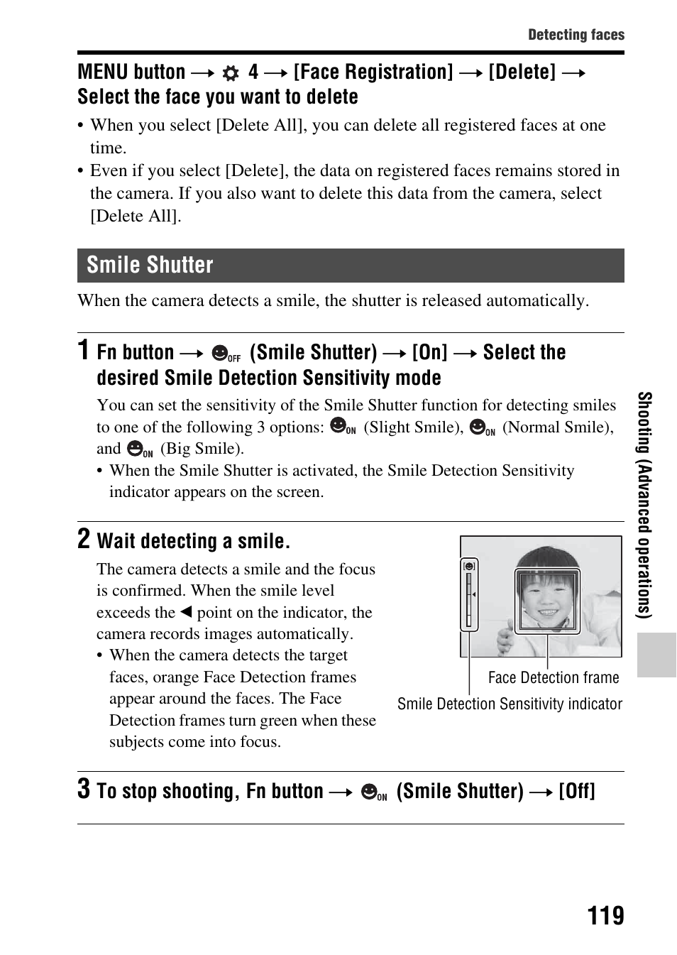 Smile shutter, Er (119), Ter (119) | Tter (119) | Sony SLT-A65VL User Manual | Page 119 / 214