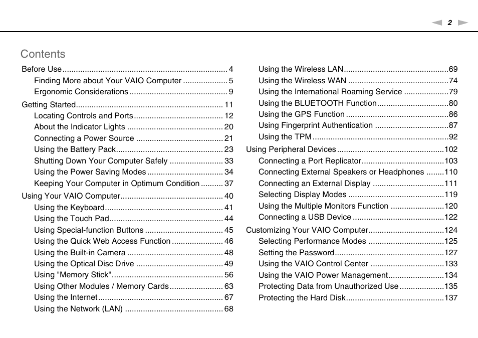 Sony VPCSE23FX User Manual | Page 2 / 212