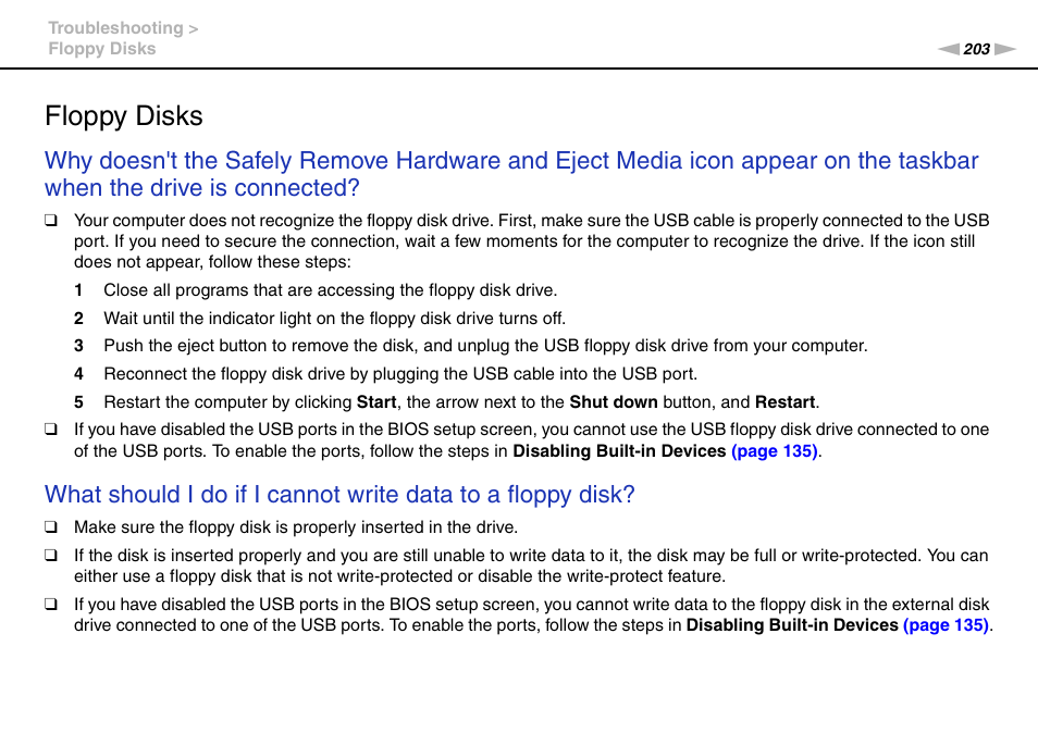 Floppy disks | Sony VPCSE23FX User Manual | Page 203 / 212