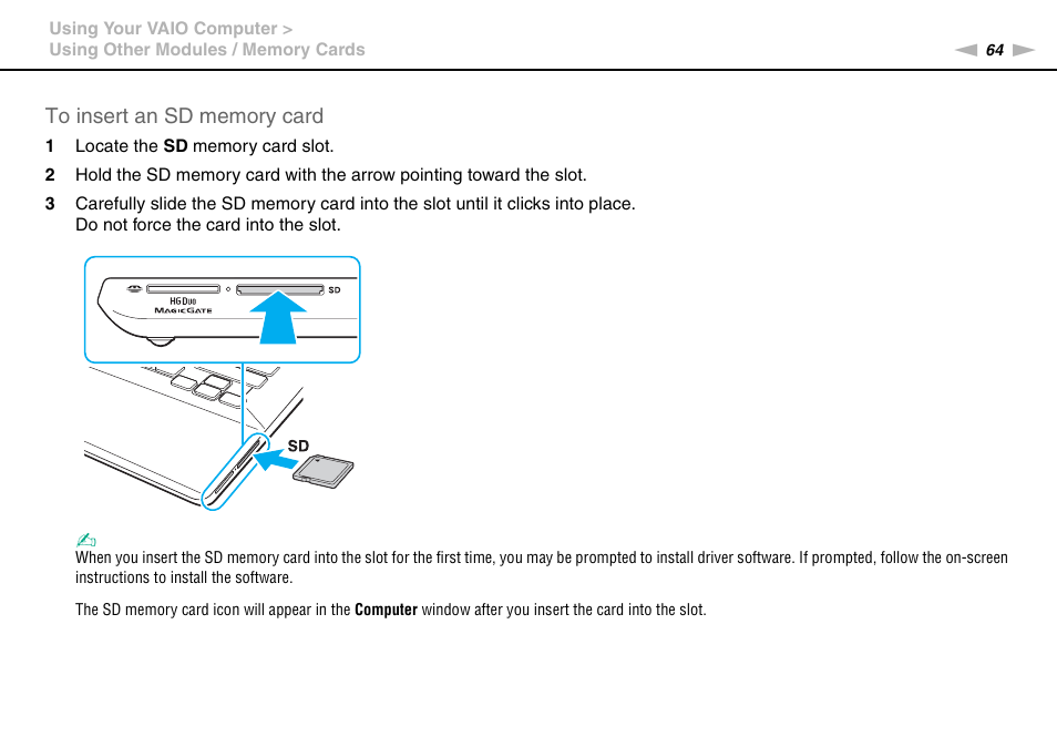 Sony VPCSE23FX User Manual | Page 64 / 212