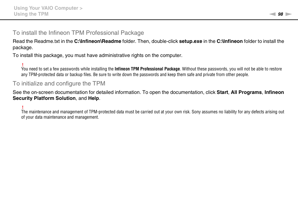 Sony VPCSE23FX User Manual | Page 98 / 212