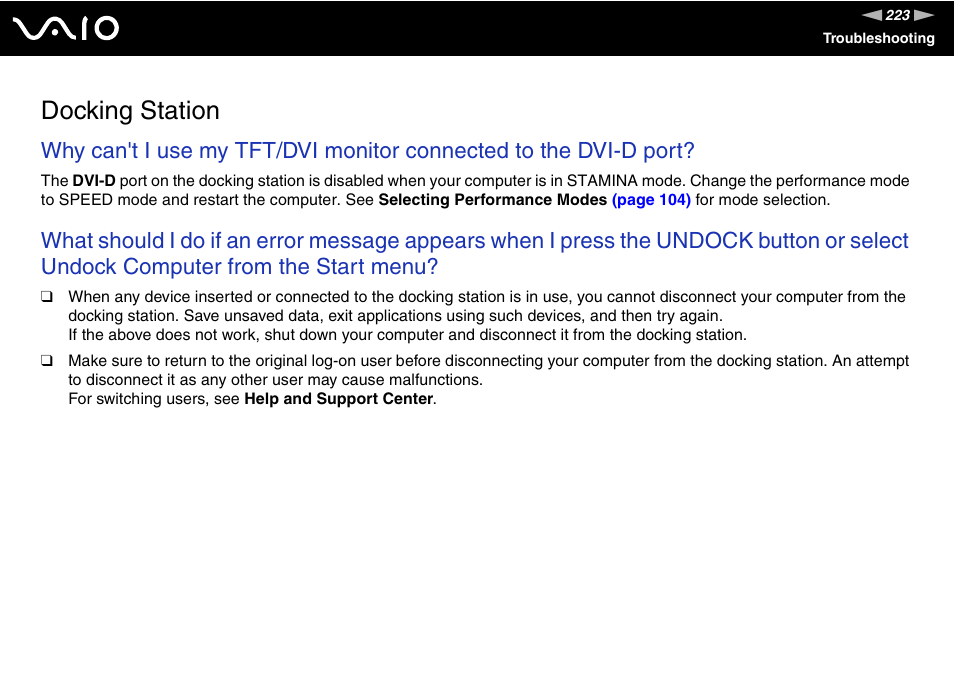 Docking station | Sony VGN-SZ440 User Manual | Page 223 / 239