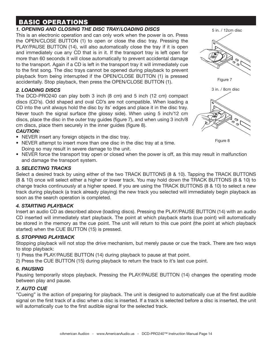 Basic operations | American Audio DCD-PRO240 User Manual | Page 14 / 22