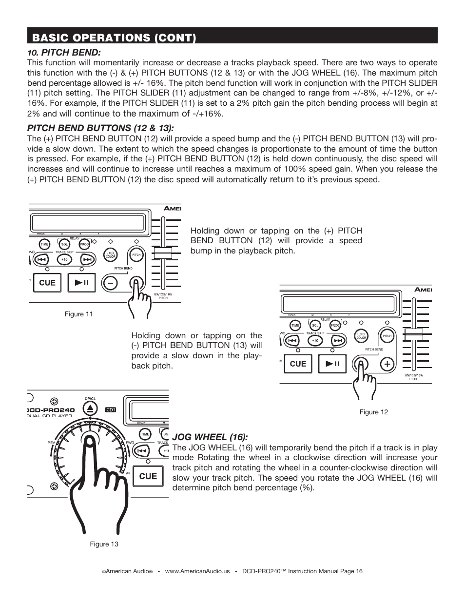 Basic operations (cont) | American Audio DCD-PRO240 User Manual | Page 16 / 22