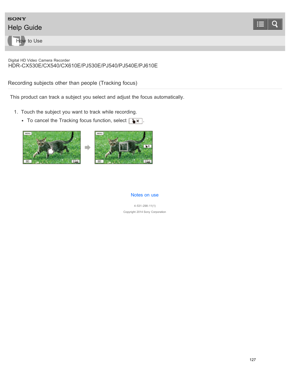 Help guide | Sony HDR-PJ540 User Manual | Page 138 / 394