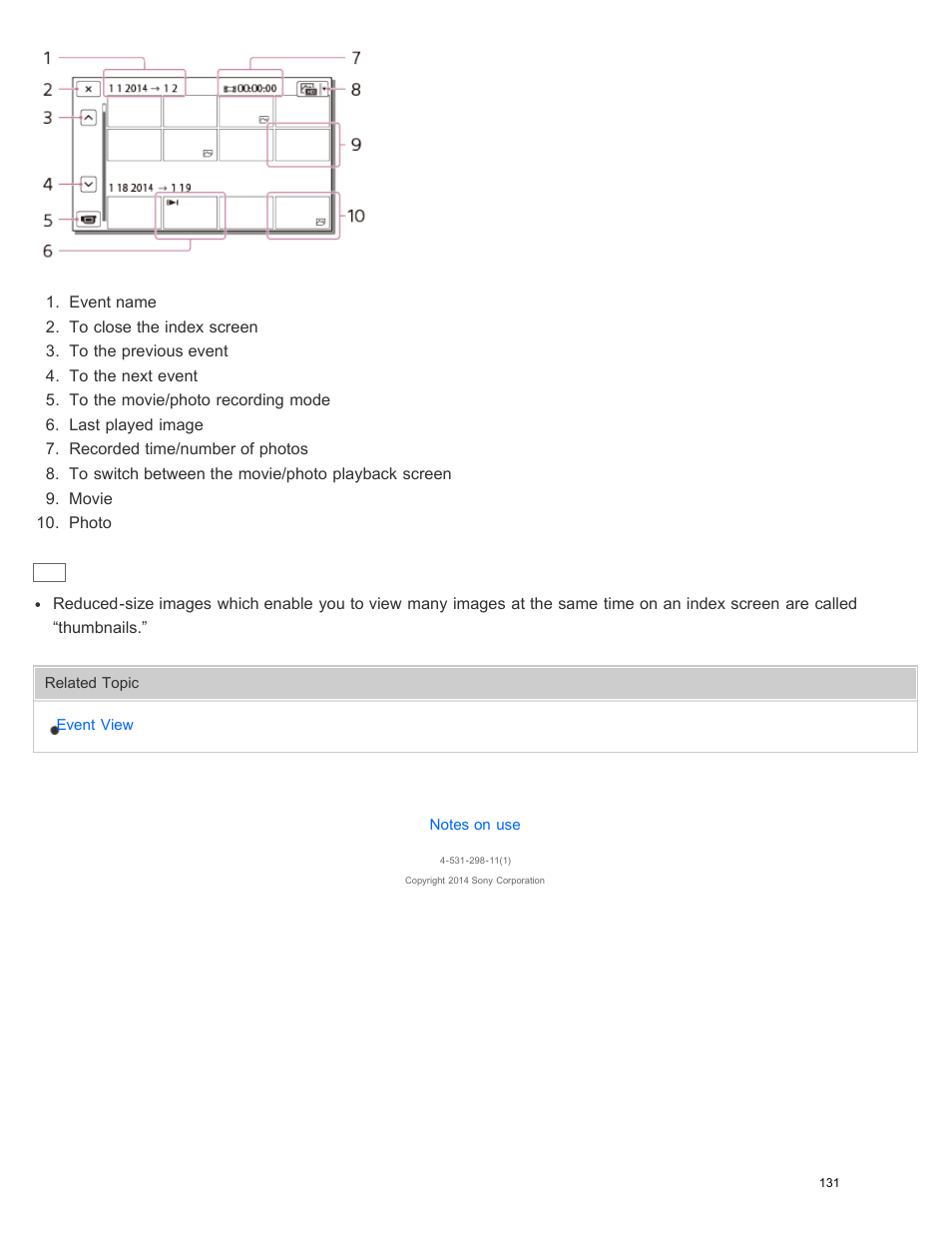 Sony HDR-PJ540 User Manual | Page 142 / 394