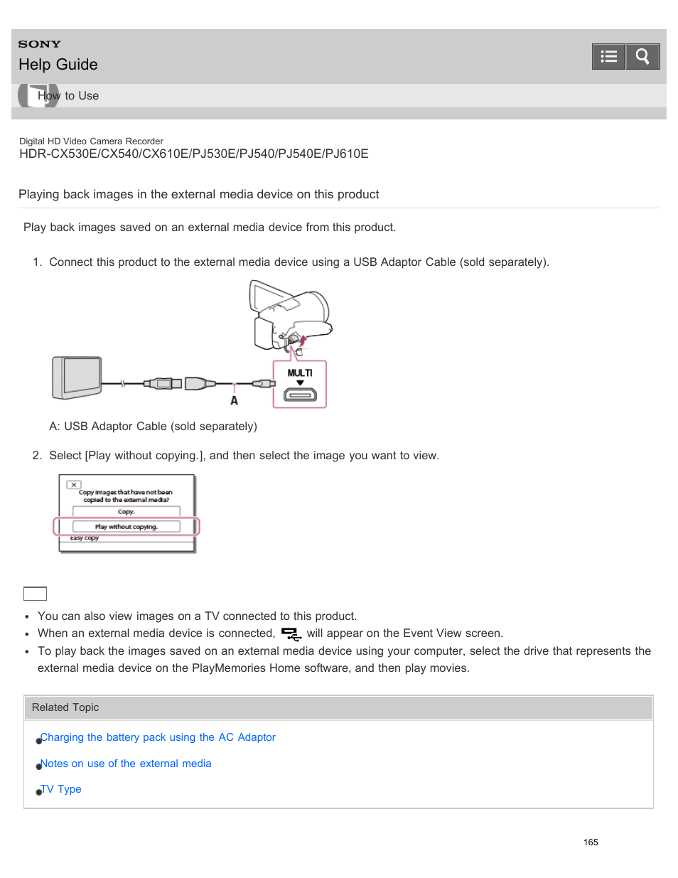 Help guide | Sony HDR-PJ540 User Manual | Page 176 / 394