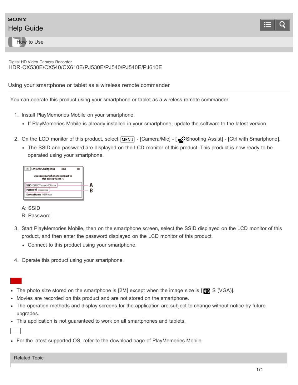 Help guide | Sony HDR-PJ540 User Manual | Page 182 / 394