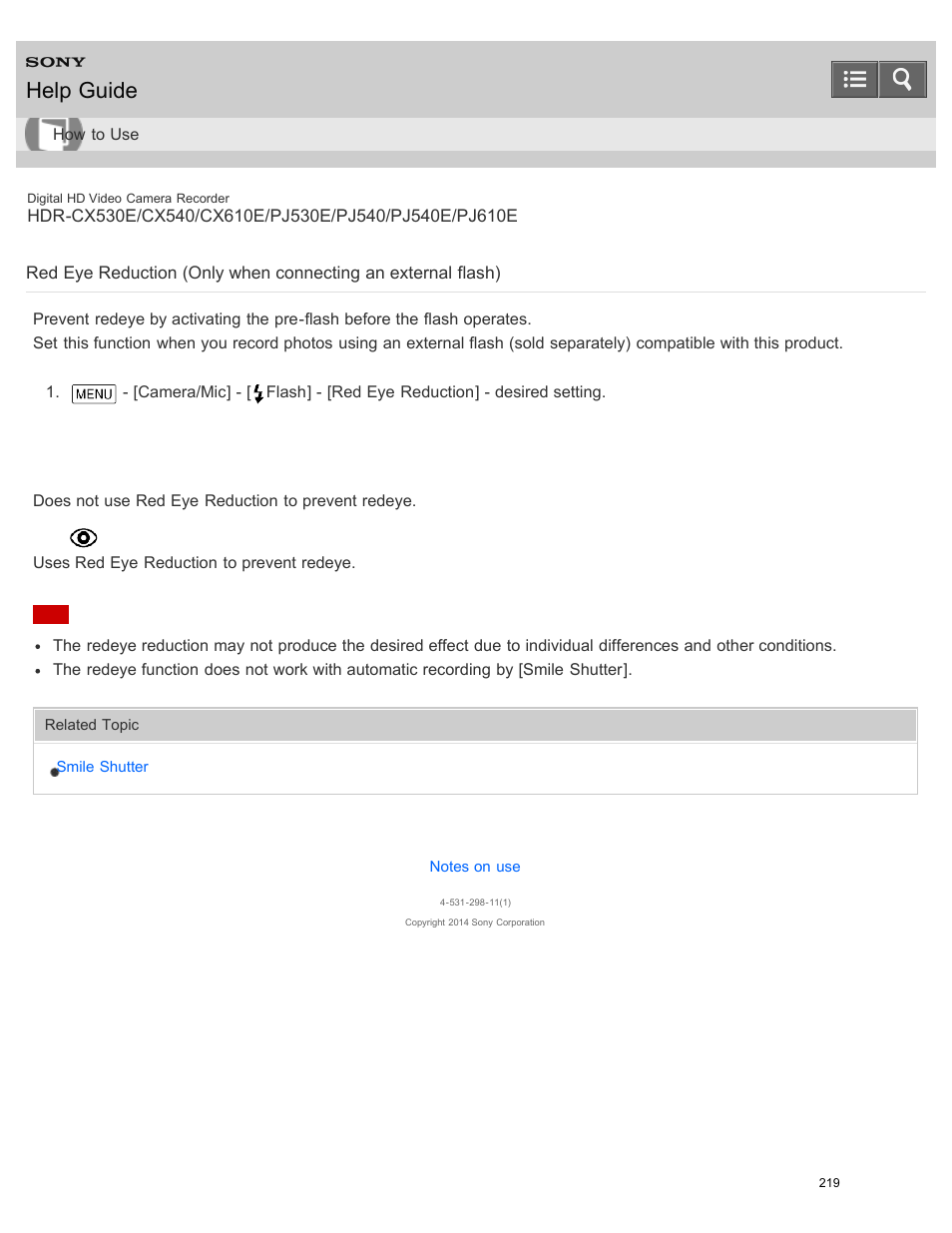 Help guide | Sony HDR-PJ540 User Manual | Page 230 / 394