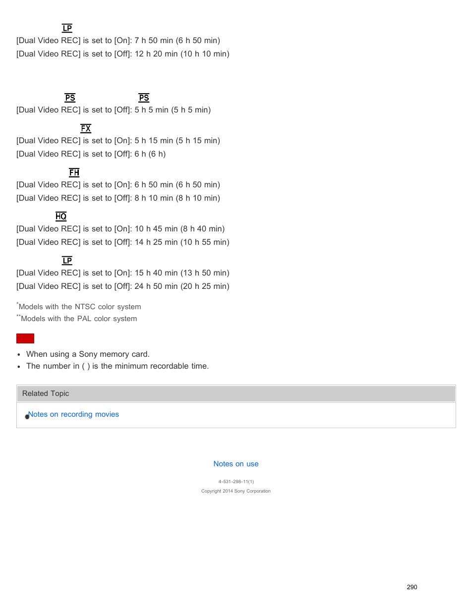 64 gb | Sony HDR-PJ540 User Manual | Page 301 / 394