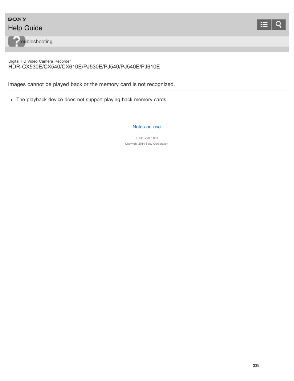 Help guide | Sony HDR-PJ540 User Manual | Page 350 / 394