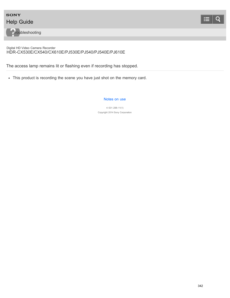 Help guide | Sony HDR-PJ540 User Manual | Page 353 / 394