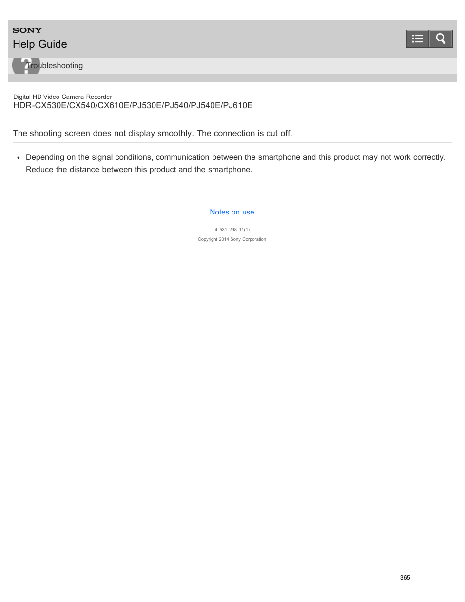 Help guide | Sony HDR-PJ540 User Manual | Page 376 / 394