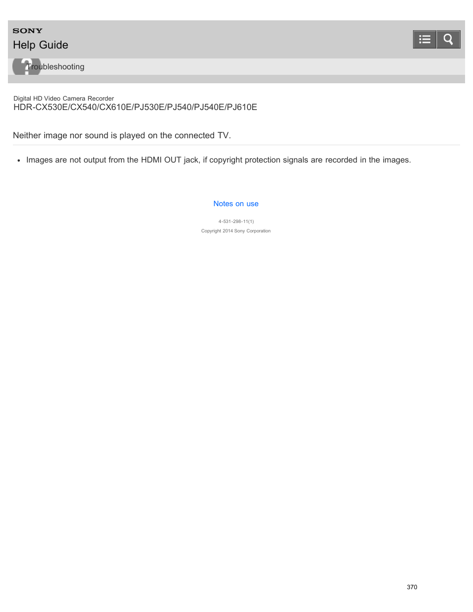 Help guide | Sony HDR-PJ540 User Manual | Page 381 / 394