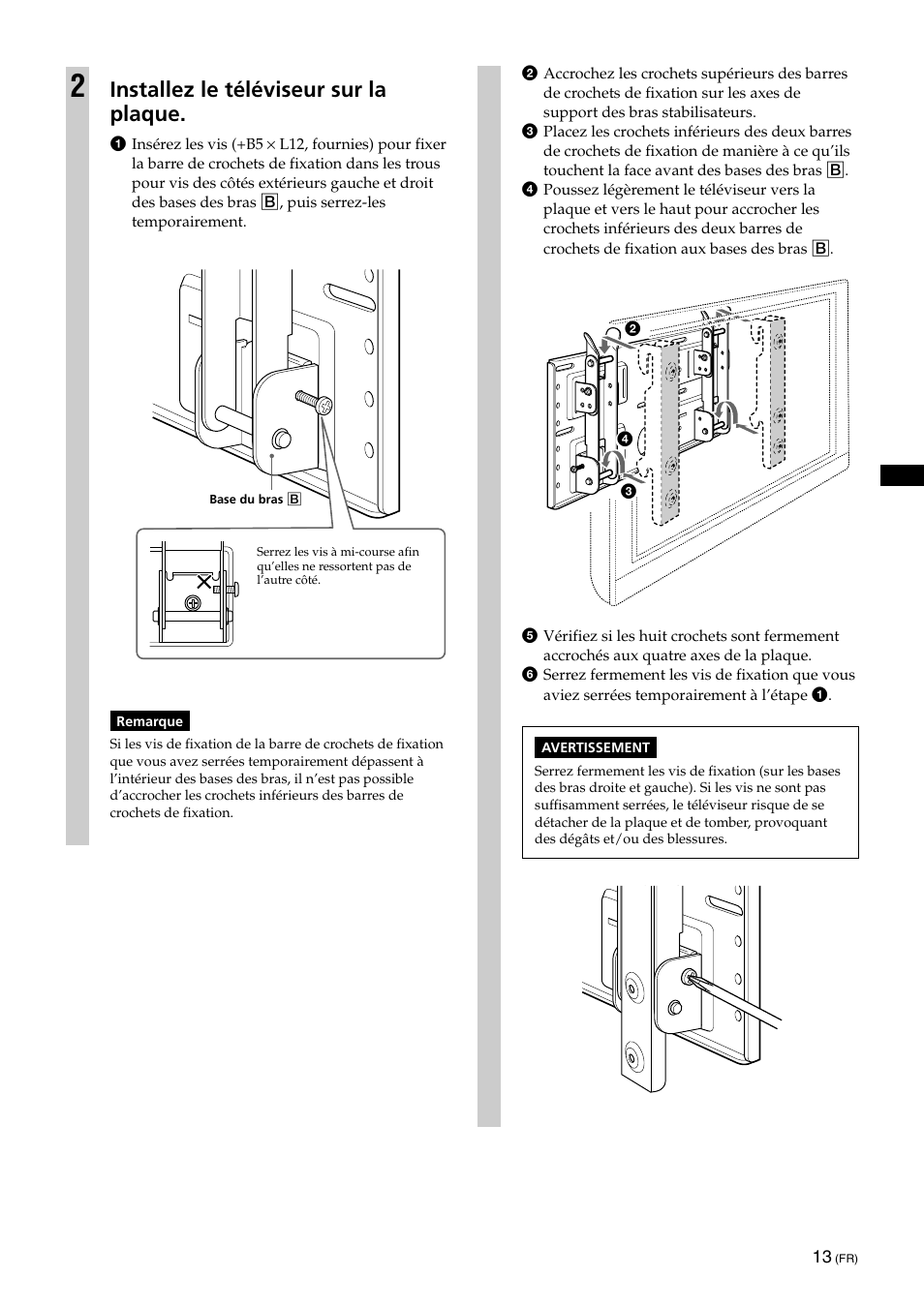 Installez le téléviseur sur la plaque | Sony KLV-32U100M User Manual | Page 29 / 100