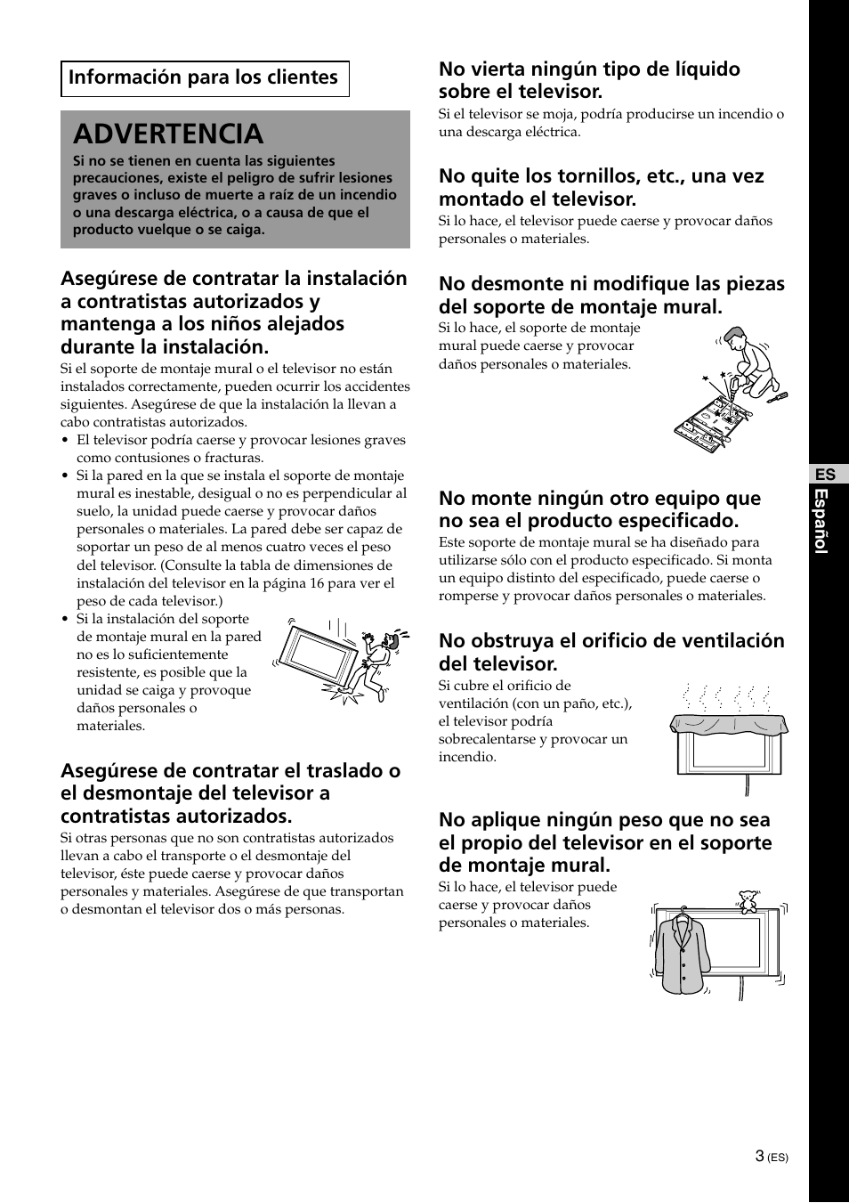 Advertencia | Sony KLV-32U100M User Manual | Page 35 / 100