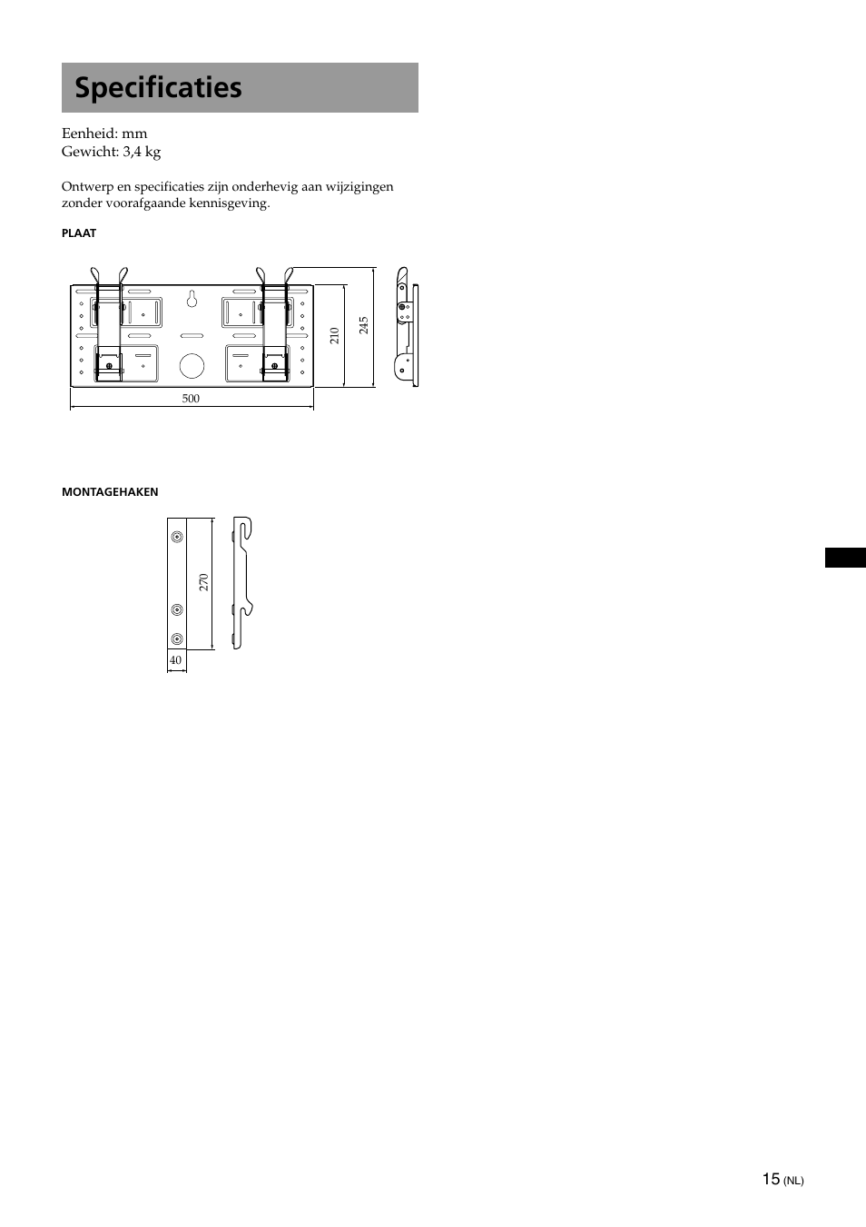 Specificaties | Sony KLV-32U100M User Manual | Page 79 / 100
