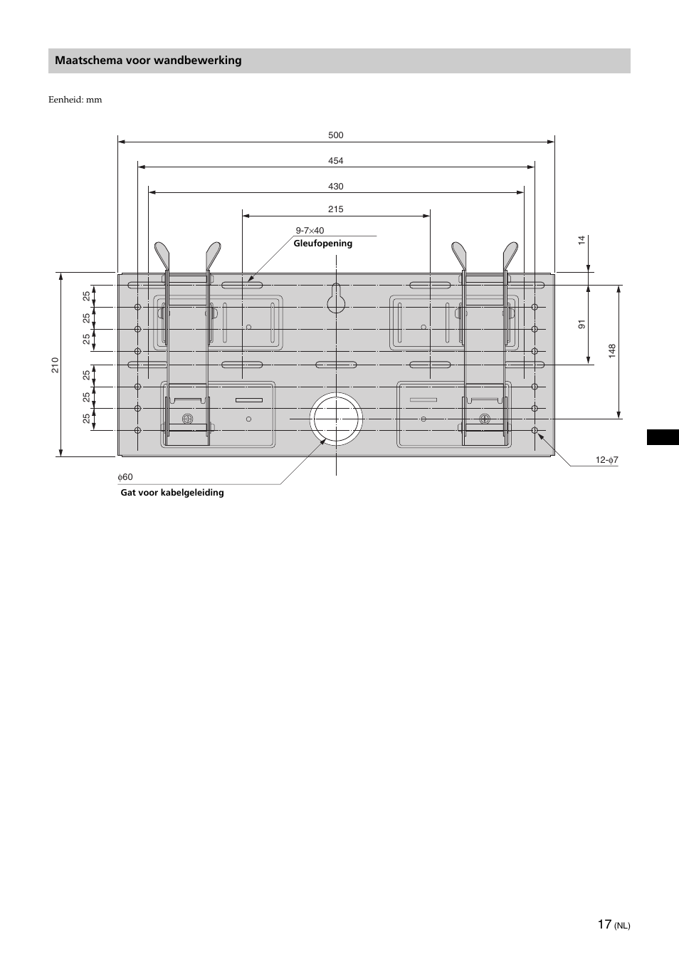 Maatschema voor wandbewerking | Sony KLV-32U100M User Manual | Page 81 / 100