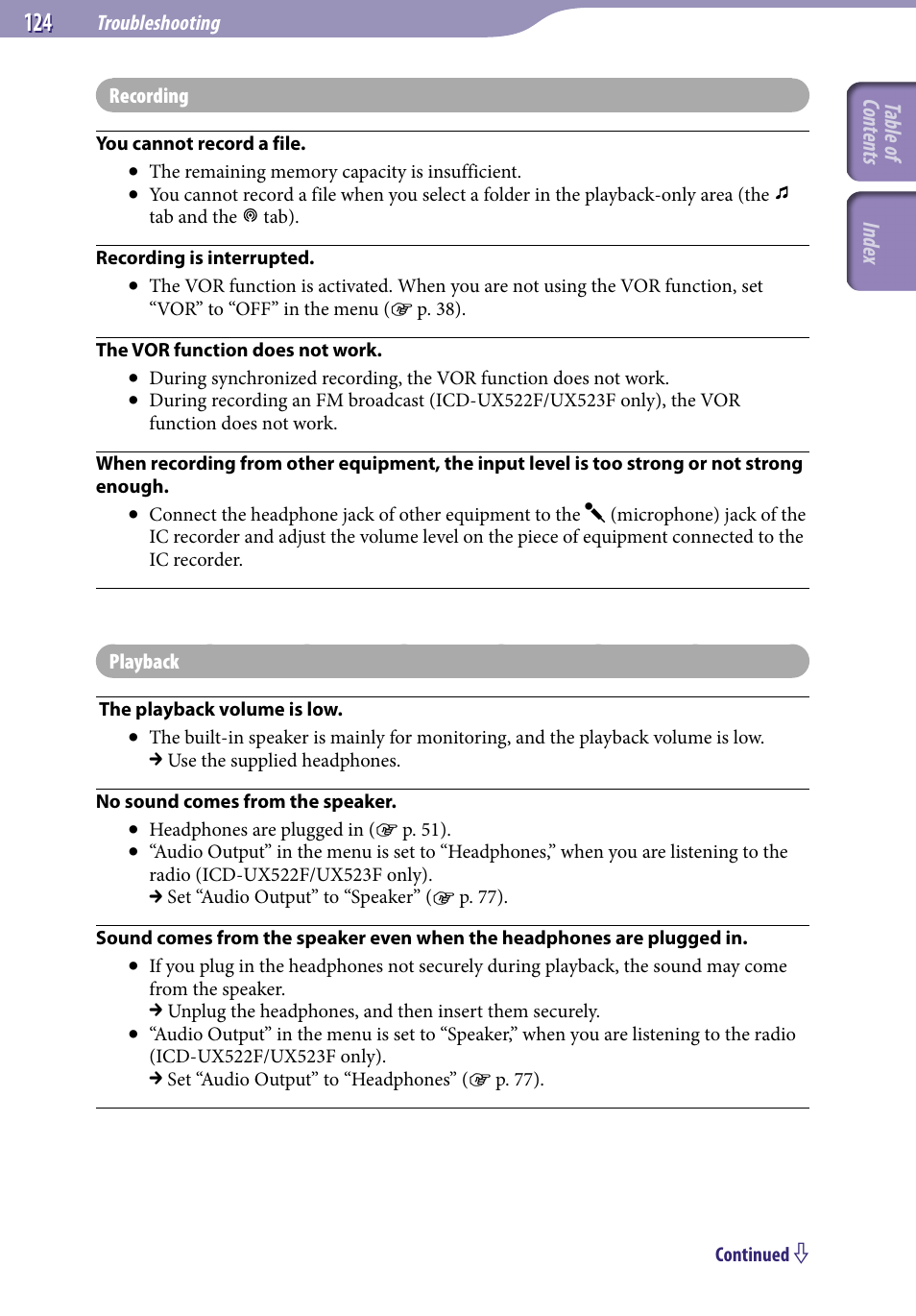 Sony ICD-UX523BLK User Manual | Page 124 / 140