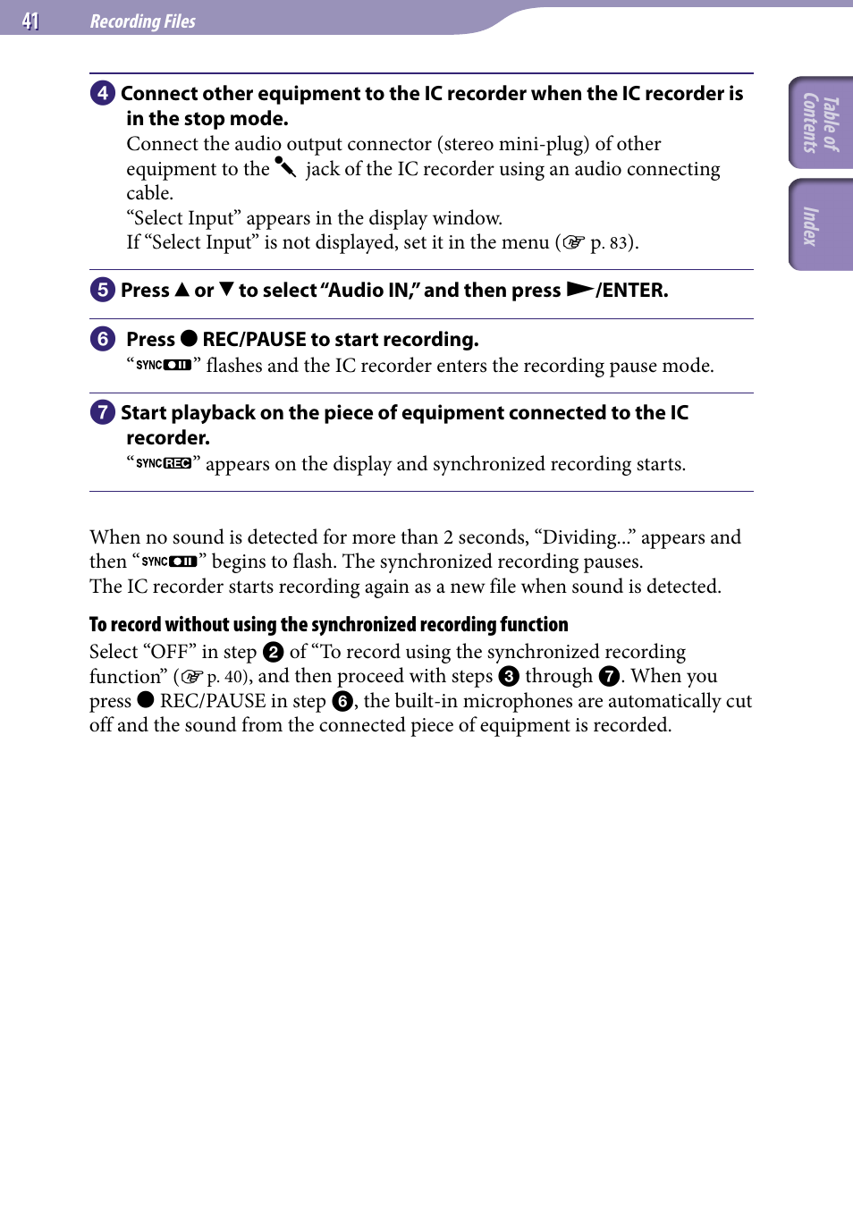 Sony ICD-UX523BLK User Manual | Page 41 / 140