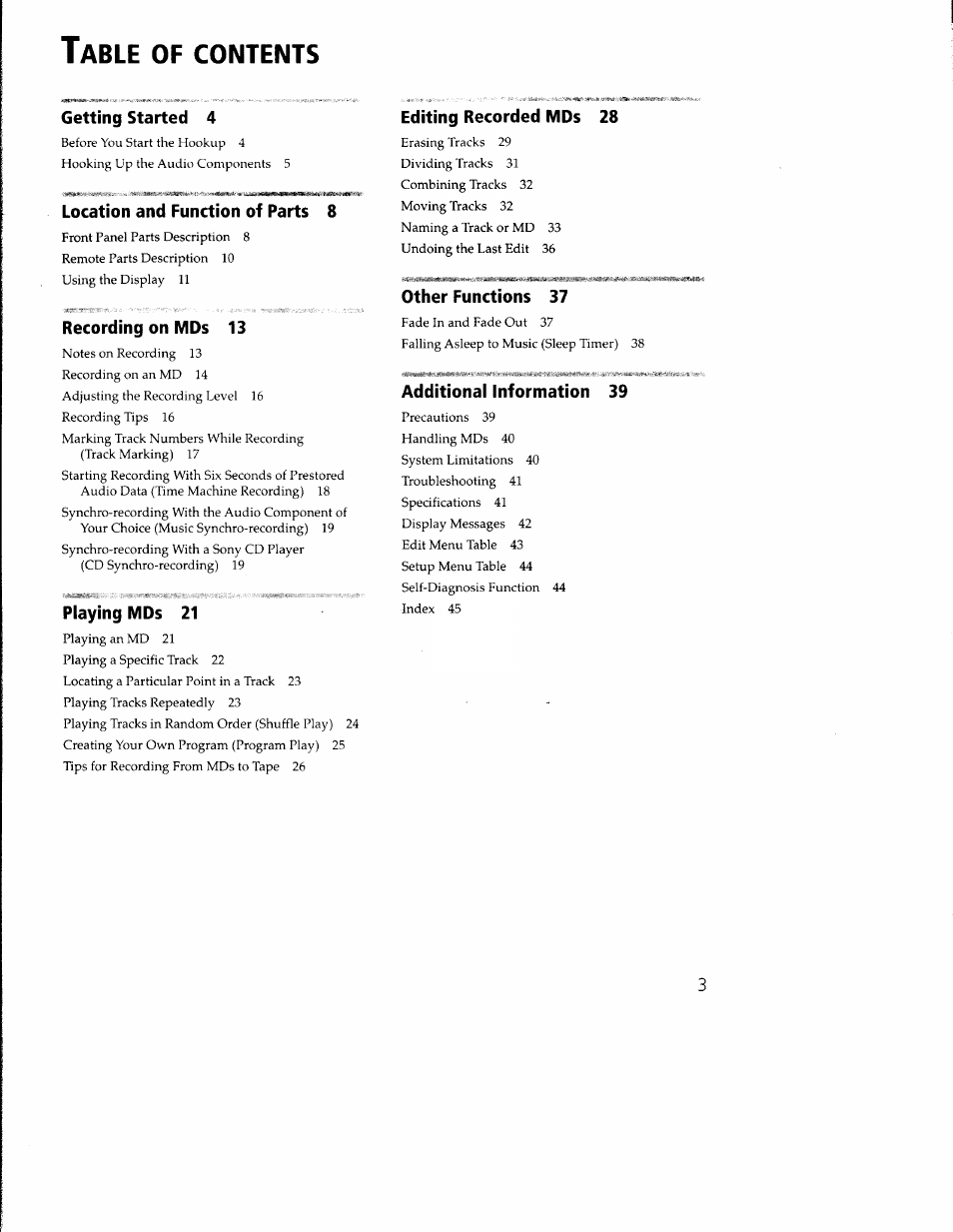 Sony MDS-M100 User Manual | Page 3 / 46