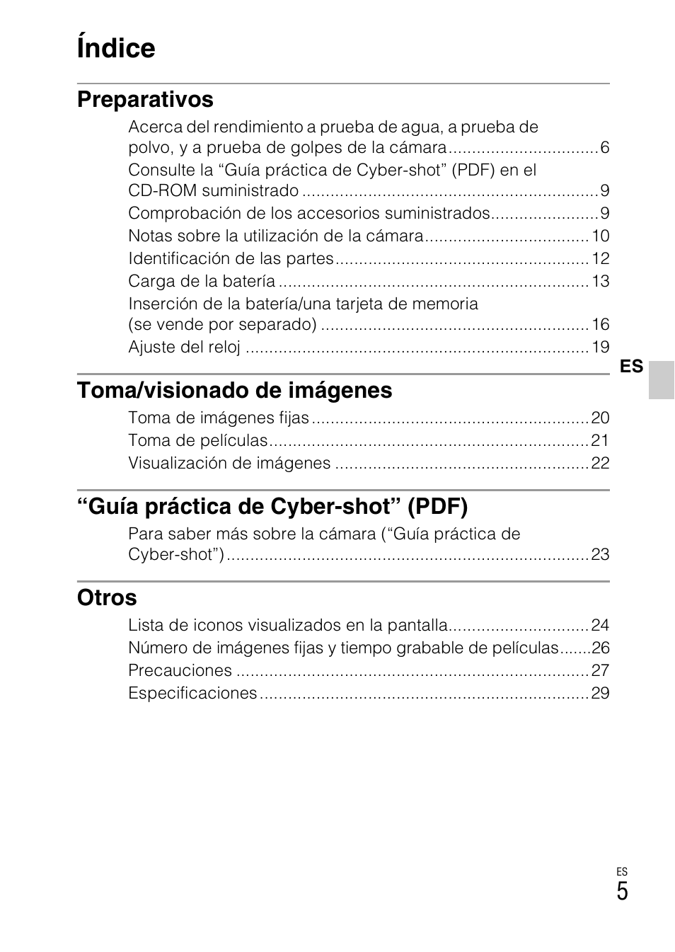 Índice | Sony DSC-TX5 User Manual | Page 37 / 64
