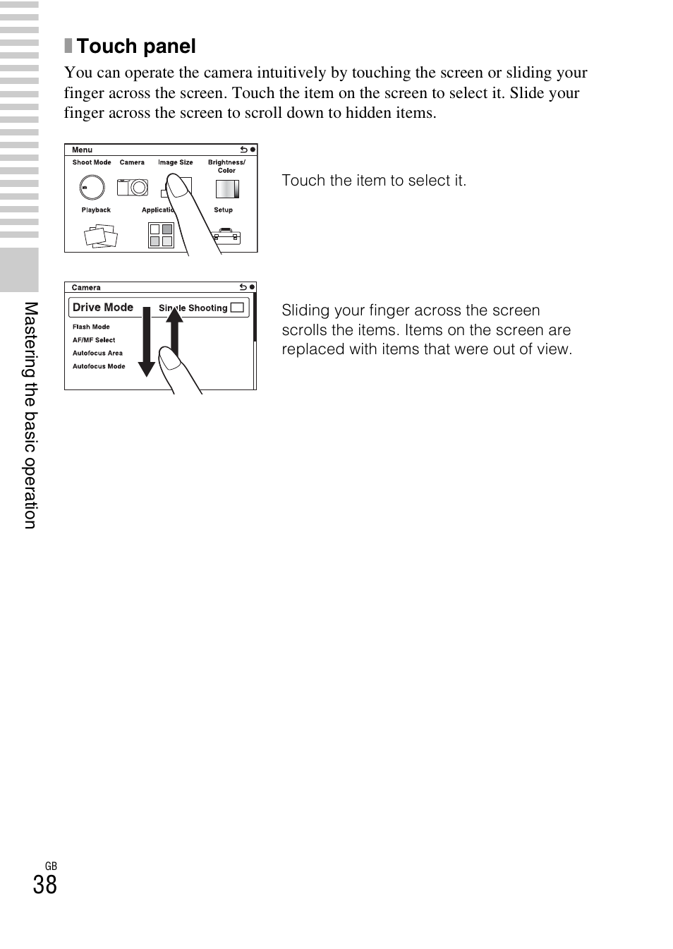 Xtouch panel | Sony NEX-5R User Manual | Page 38 / 107