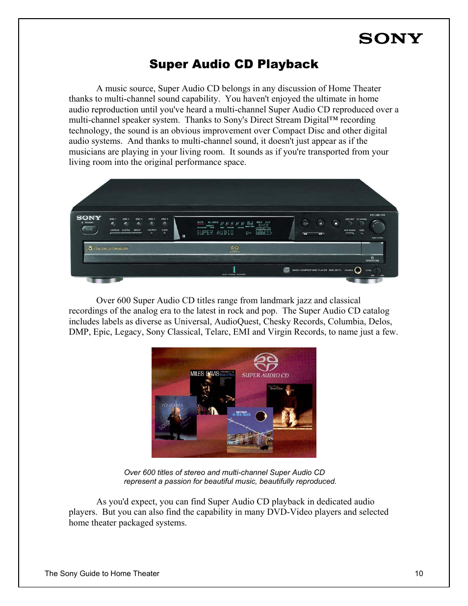 Super audio cd playback | Sony Home Theater User Manual | Page 10 / 51