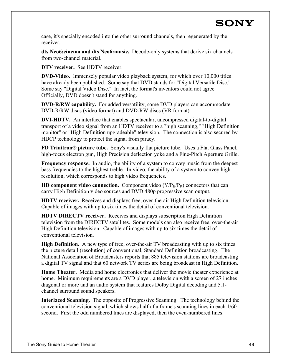 Sony Home Theater User Manual | Page 48 / 51