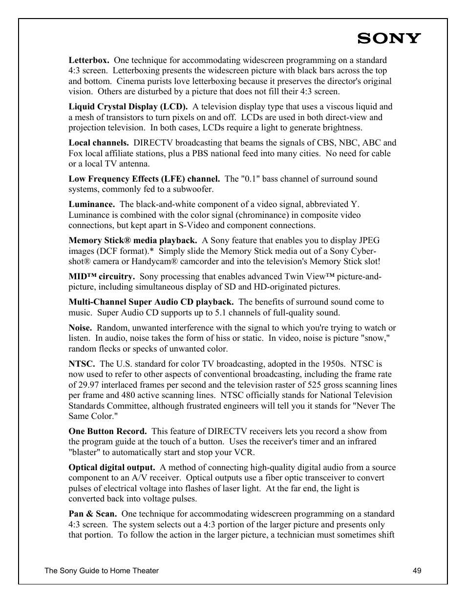 Sony Home Theater User Manual | Page 49 / 51