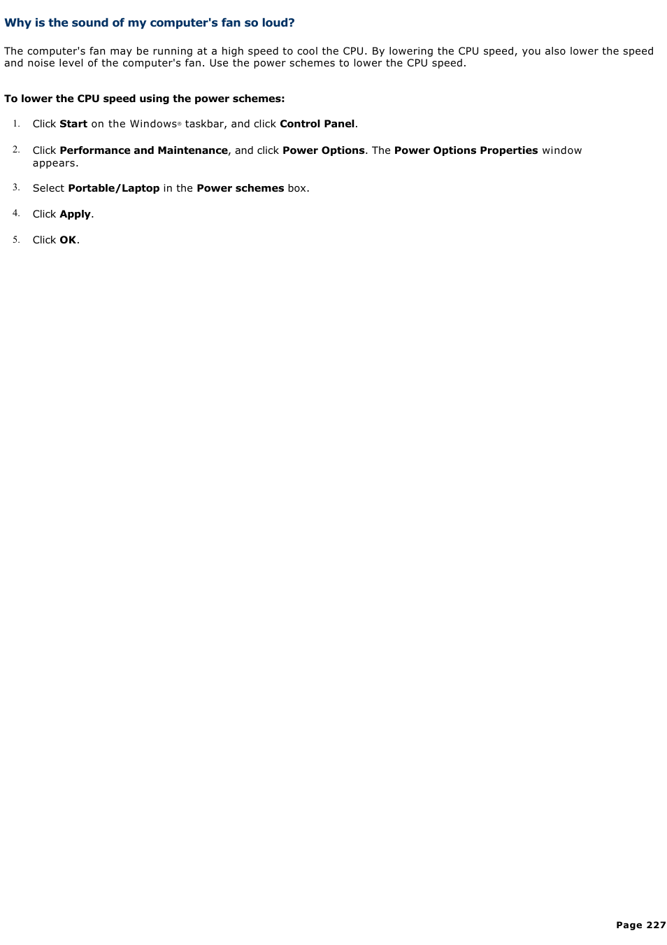 Why is the sound of my computer's fan so loud | Sony VGN-A170 User Manual | Page 227 / 315