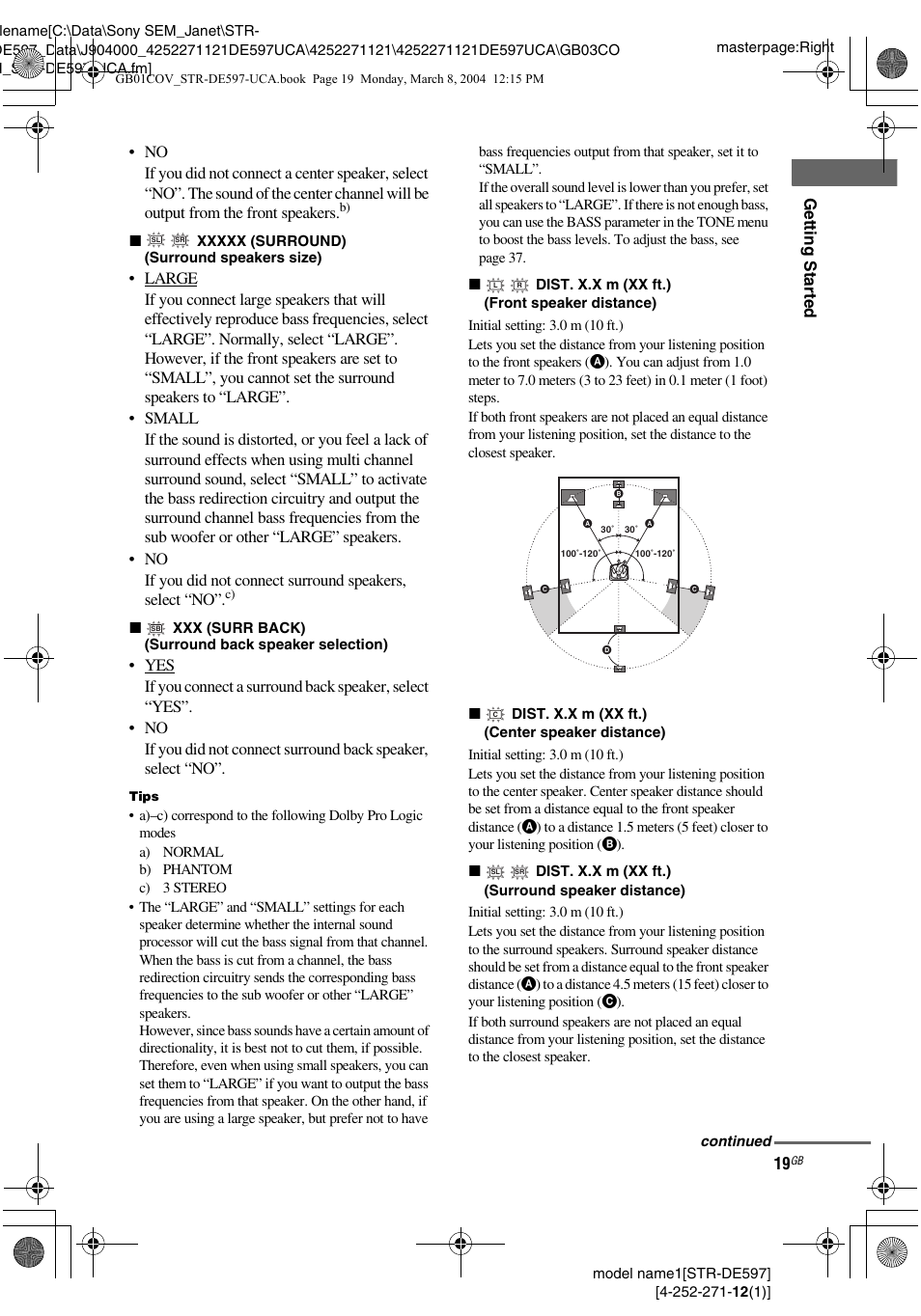 Getting star ted | Sony STR-DE597 User Manual | Page 19 / 56
