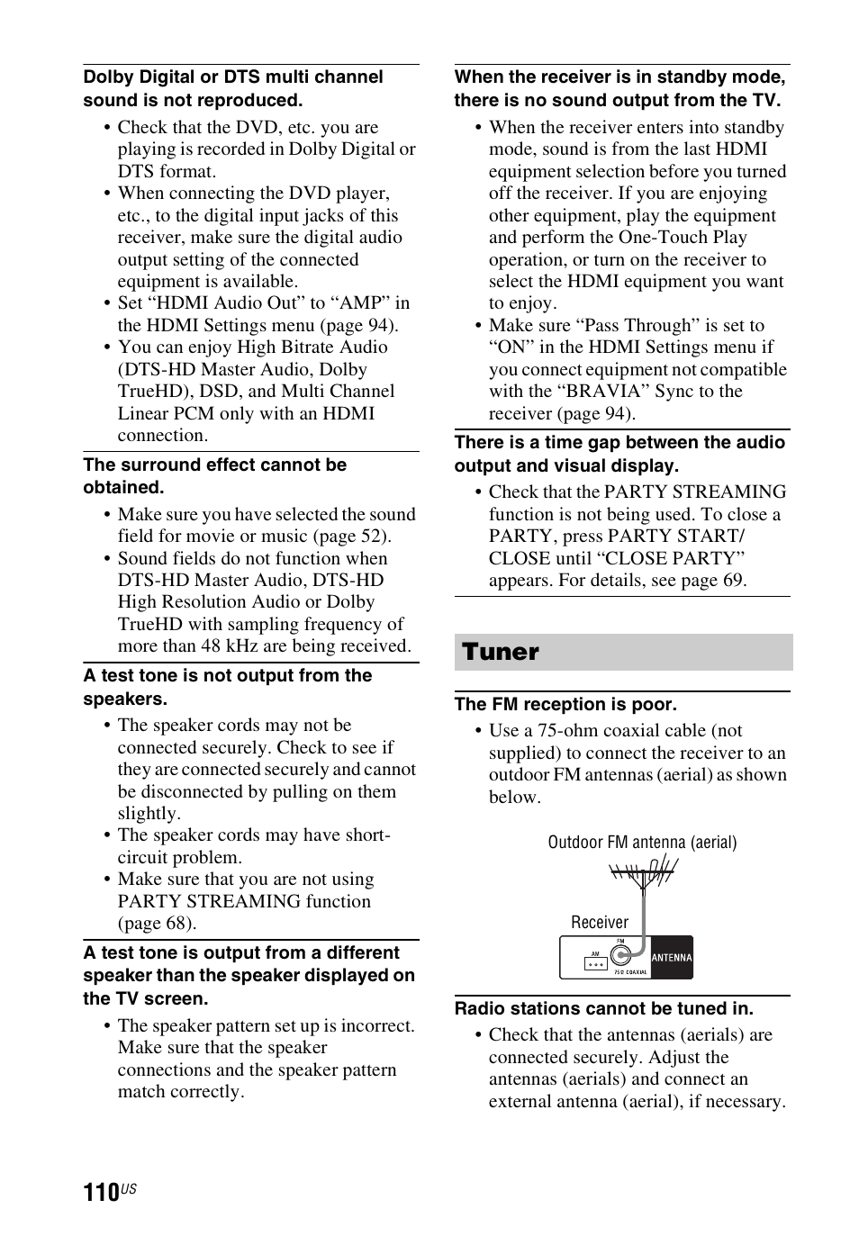 Tuner | Sony STR-DN840 User Manual | Page 110 / 128