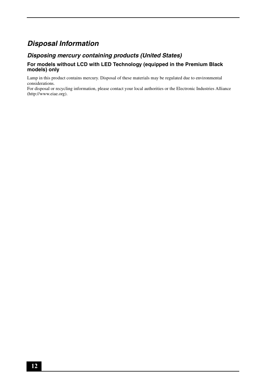 Disposal information | Sony VGN-AW190Y User Manual | Page 12 / 28