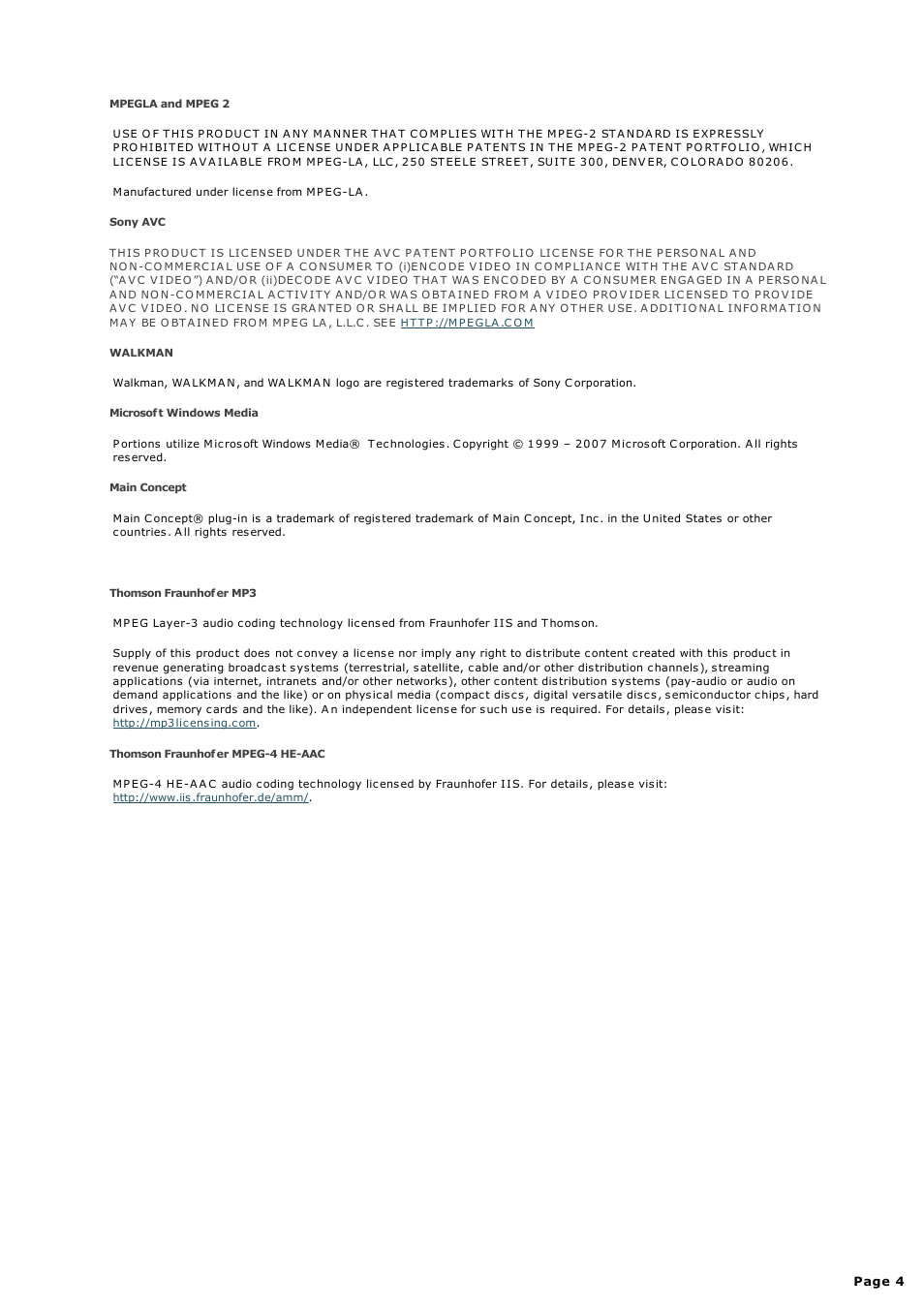 Sony NWZ-S615FSLV User Manual | Page 4 / 58