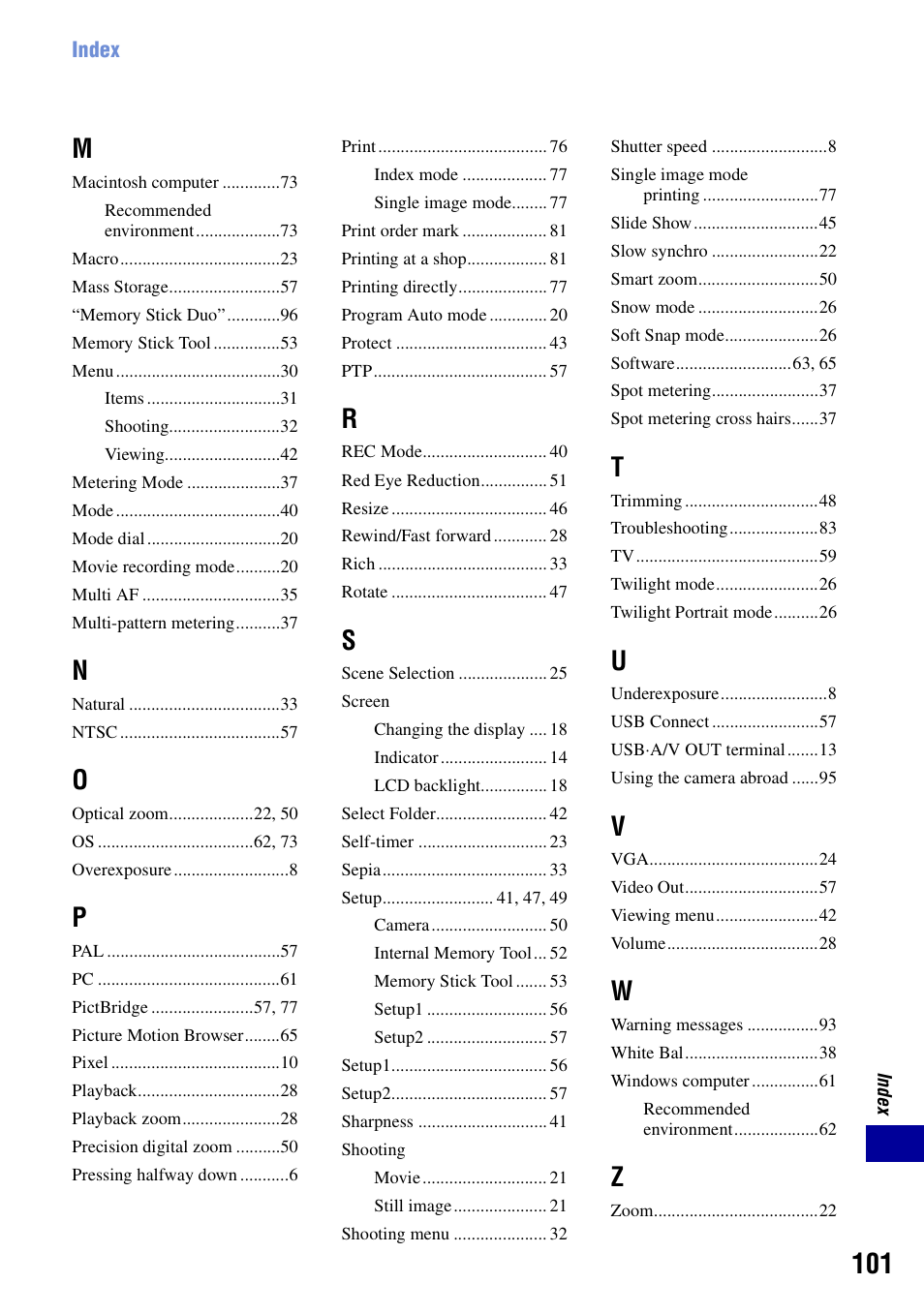 Sony DSC-S780 User Manual | Page 101 / 102