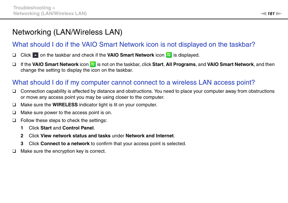 Networking (lan/wireless lan) | Sony VPCL236FX User Manual | Page 161 / 196