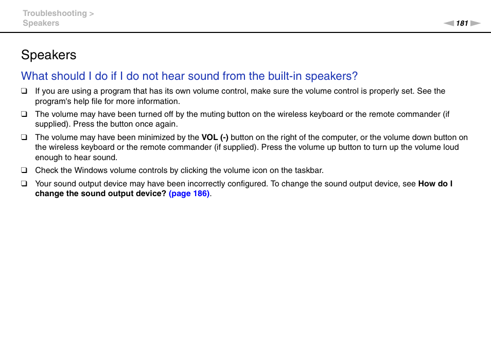 Speakers | Sony VPCL236FX User Manual | Page 181 / 196