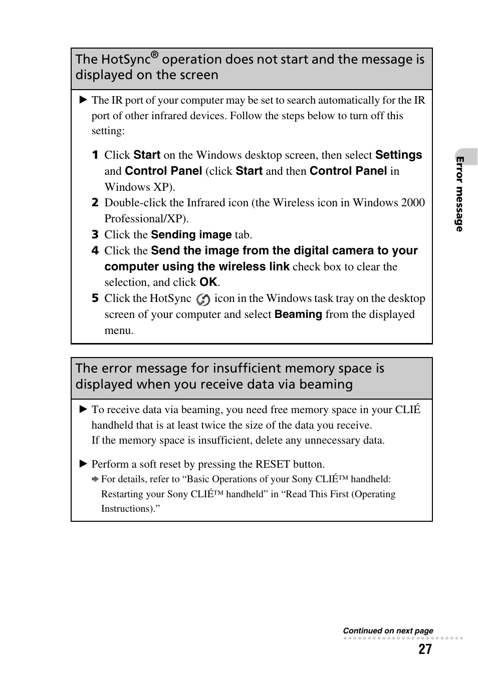 The hotsync | Sony PEG-SJ22 User Manual | Page 27 / 52