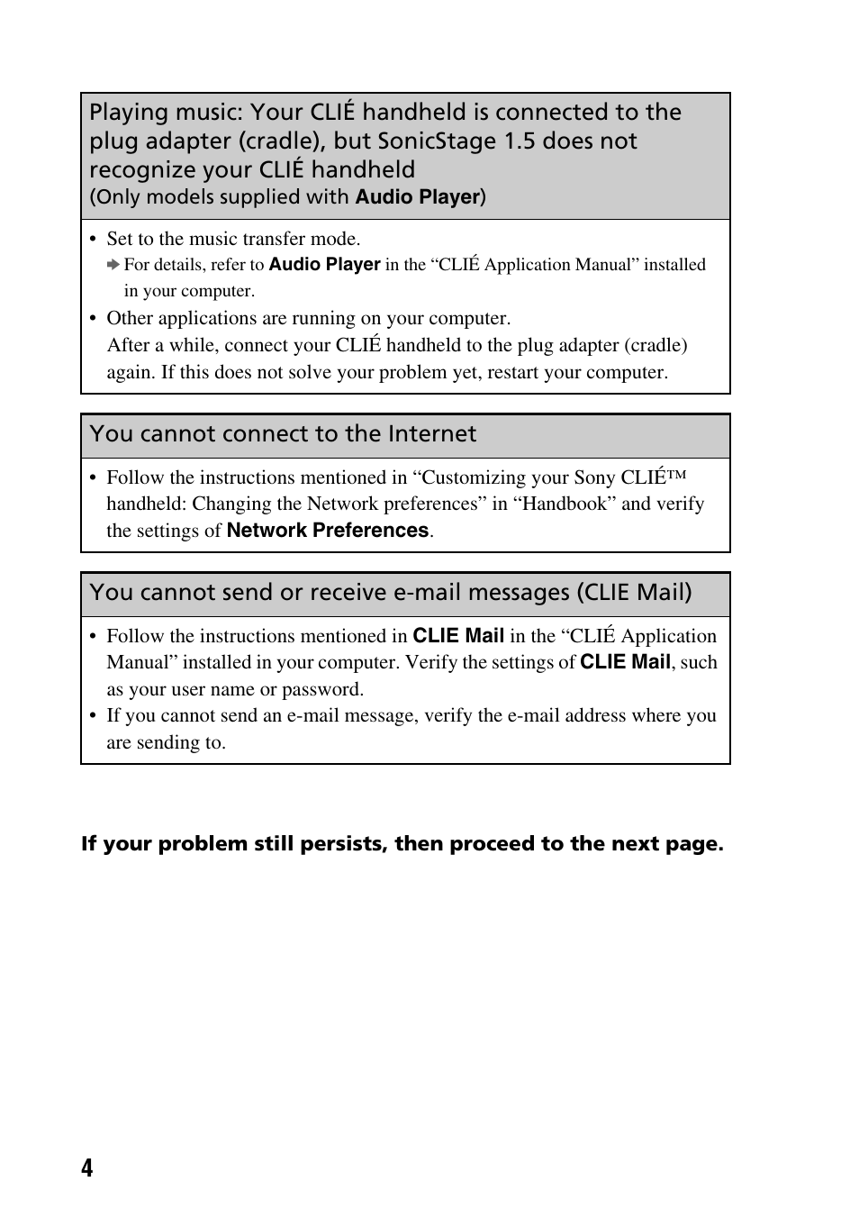 You cannot connect to the internet | Sony PEG-SJ22 User Manual | Page 4 / 52