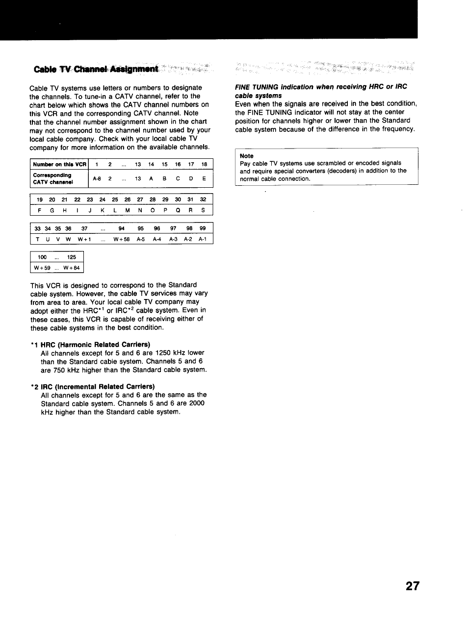 1 hrc (harmonic related carriers), Cable w owhmii m^pmwit | Sony SLV-373UC User Manual | Page 27 / 60